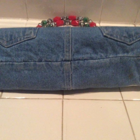 SOLD-ABJ Snowman Denim BLING Crossbody Purse Bag - Picture 7 of 8